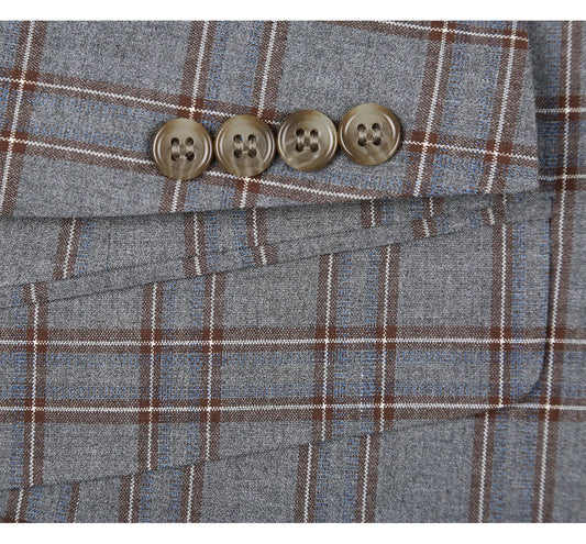Slim Stretch Windowpane Suit Jacket