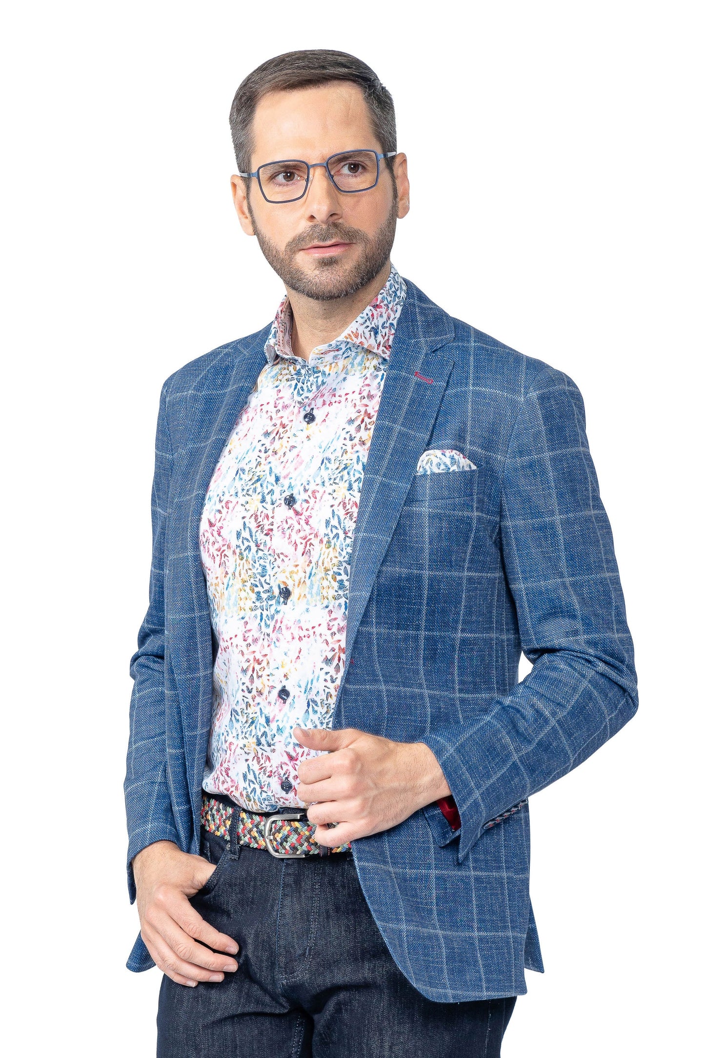 Portland Blue Windowpane Stretch Sport Coat