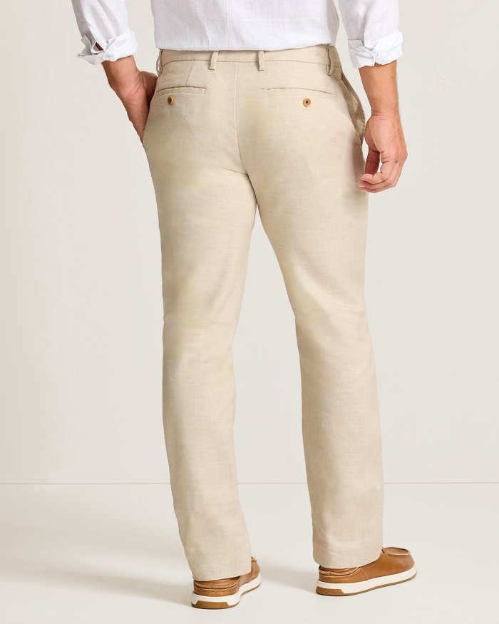 Latigo Beach Linen-Blend Flat-Front Pants