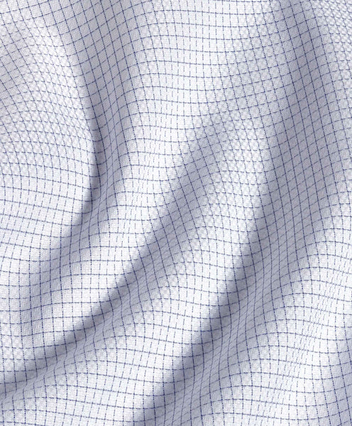 White & Blue Dobby Check Dress Shirt