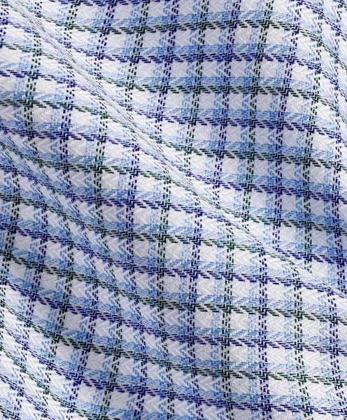 Blue & Green Herringbone Check Dress Shirt