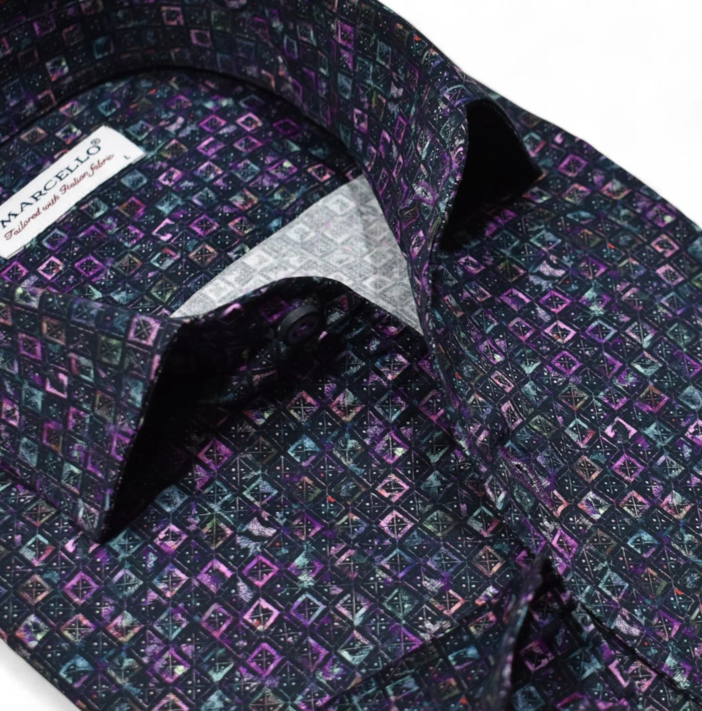 Jewel Toned Boxes Roll Collar Shirt
