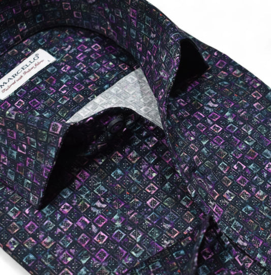 Jewel Toned Boxes Roll Collar Shirt