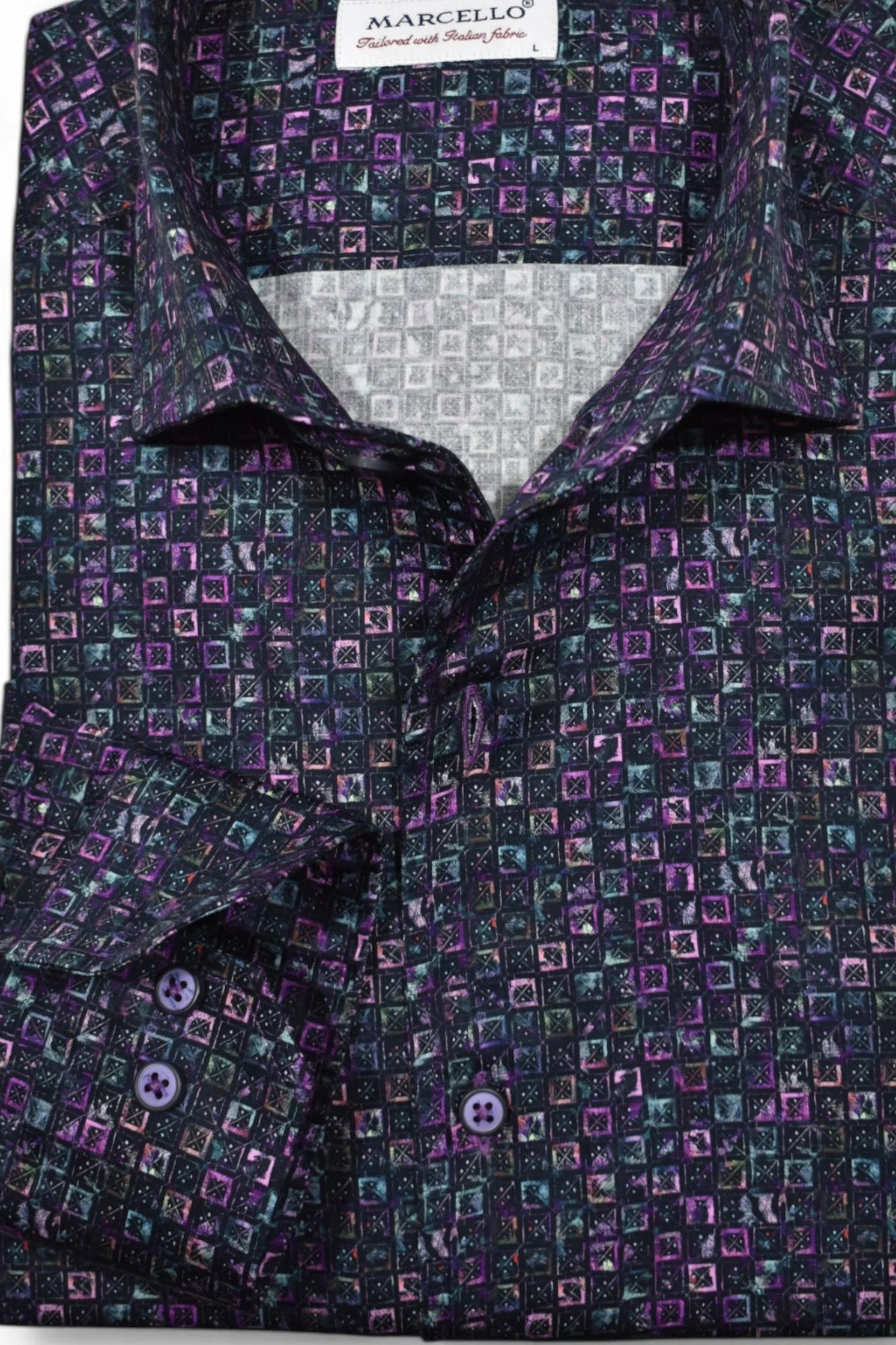 Jewel Toned Boxes Roll Collar Shirt