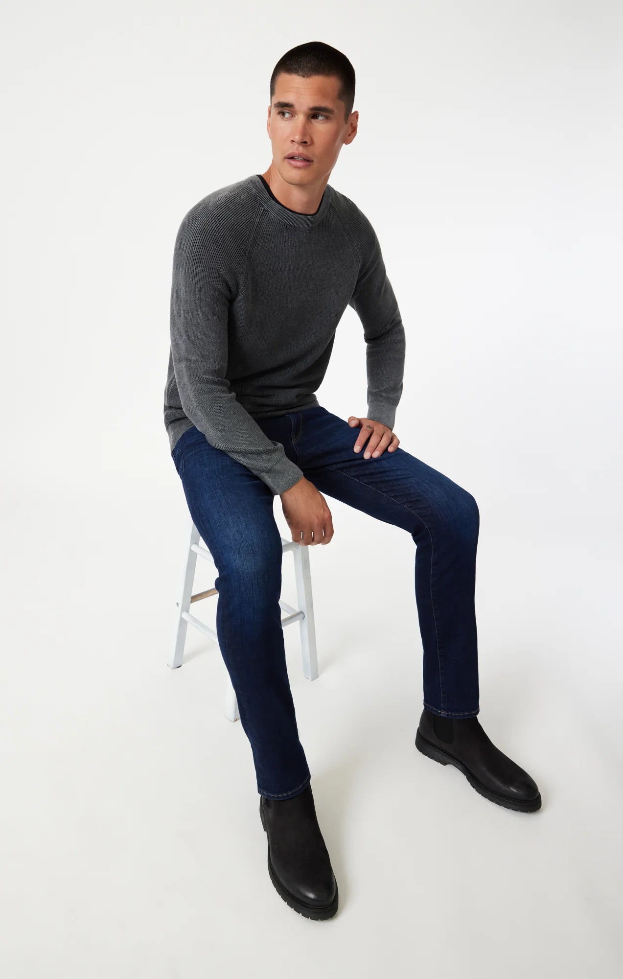 Marcus Slim Straight Leg Jeans - Rinsed Brushed Feather Blue