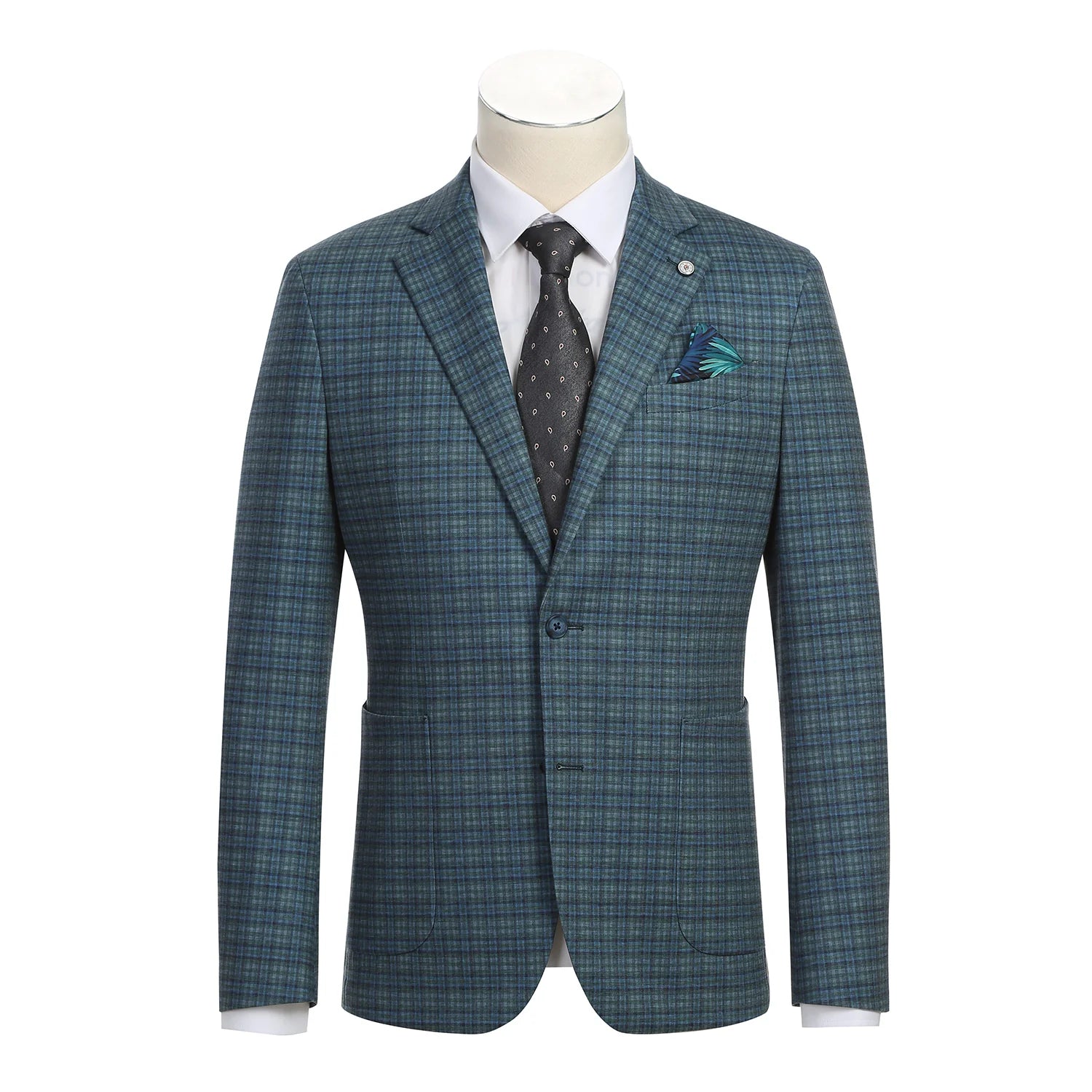 Green Plaid Half Canvas Blazer