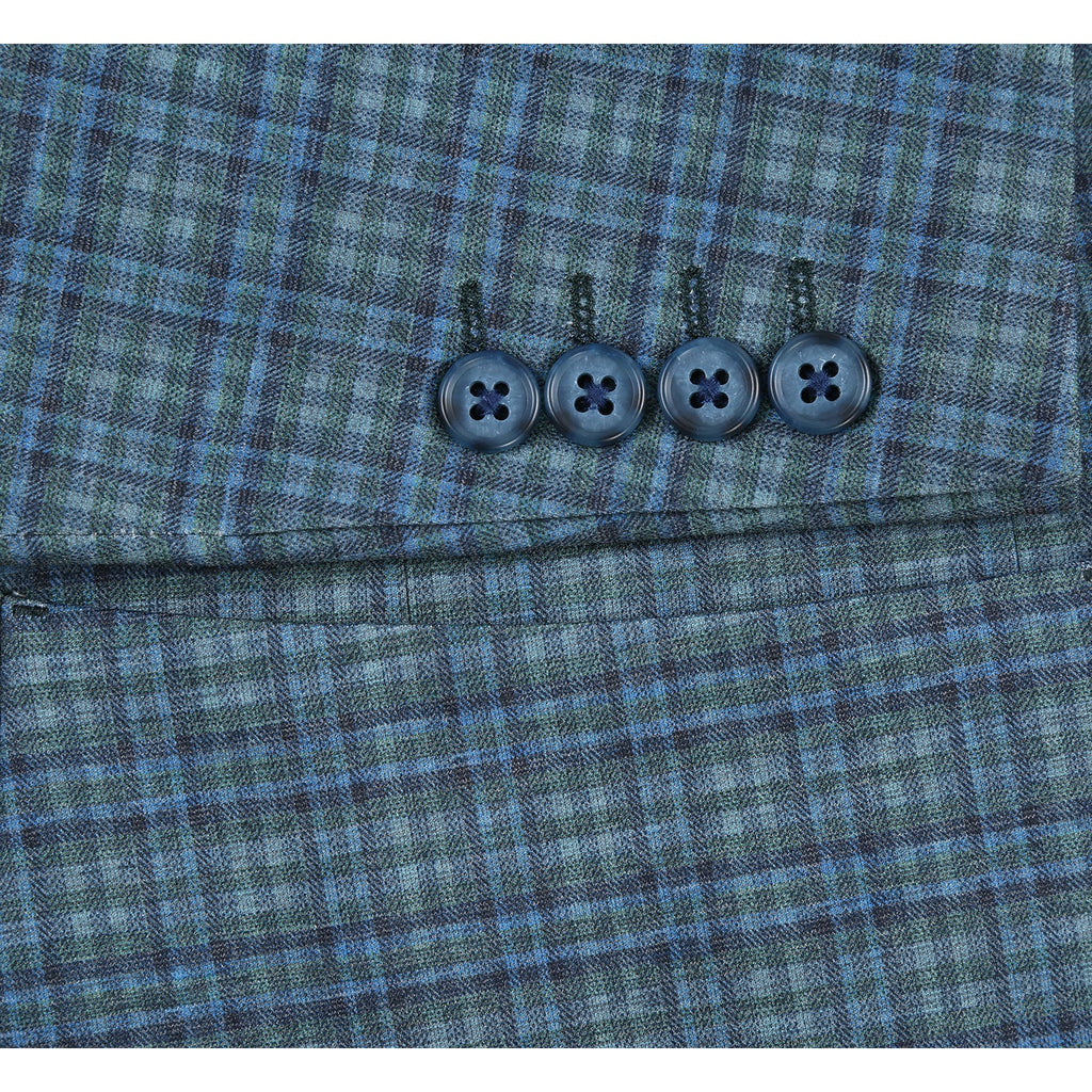 Green Plaid Half Canvas Blazer