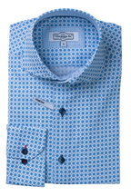 Blue Medallion Print Sport Shirt