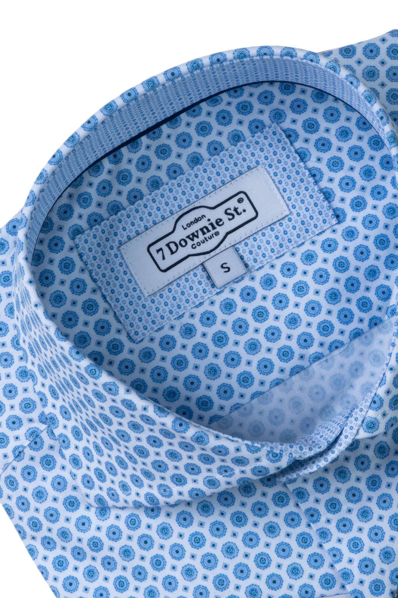 Blue Medallion Print Sport Shirt