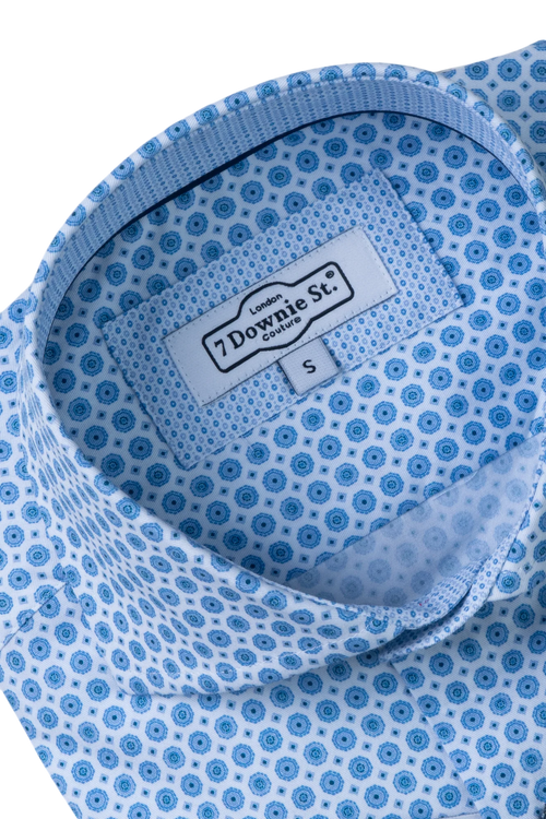 Blue Medallion Print Sport Shirt