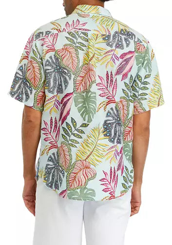 Sand Linen Retro Vines Short Sleeve