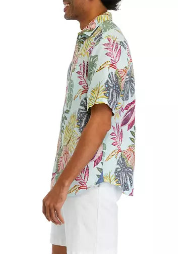 Sand Linen Retro Vines Short Sleeve