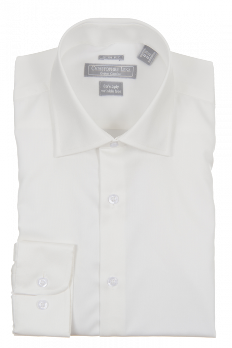 Two Ply Cotton Slim Fit Dress Shirt Ecru