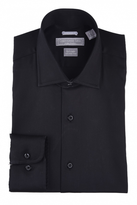 Two Ply Cotton Contemporary Dress Shirt Black