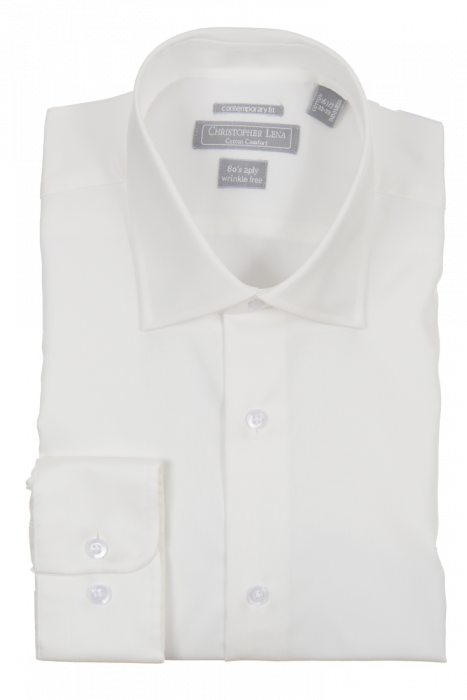 Two Ply Cotton Contemporary Dress Shirt Ecru