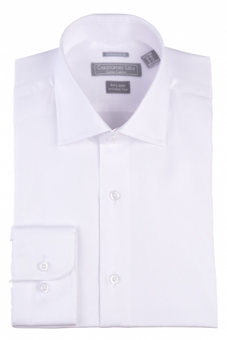 Two Ply Cotton Contemporary Dress Shirt White