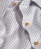 White & Chocolate Micro Geometric Print Sport Shirt