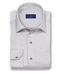 White & Chocolate Micro Geometric Print Sport Shirt