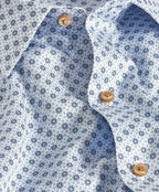 White & Blue Geometric Print Sport Shirt