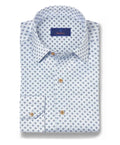 White & Blue Geometric Print Sport Shirt