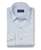 White & Blue Geometric Print Sport Shirt