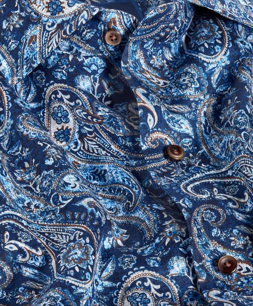 Navy & Chocolate Paisley Sport Shirt