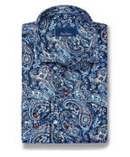 Navy & Chocolate Paisley Sport Shirt