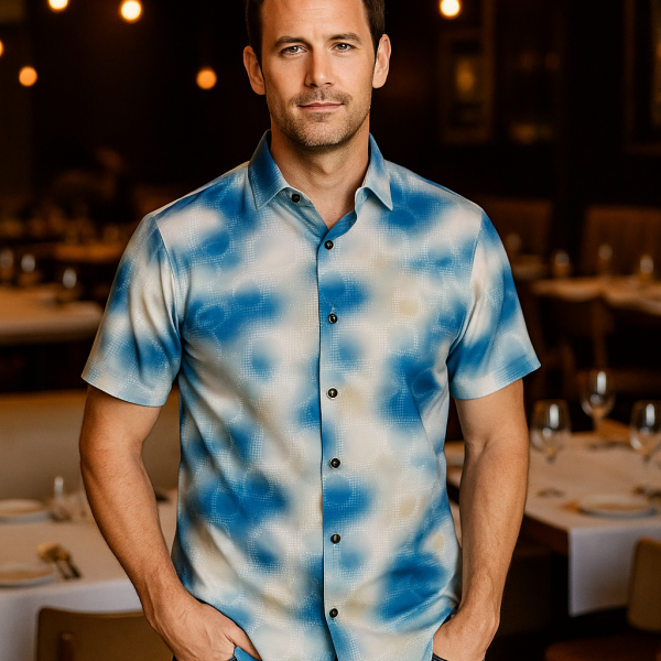Dots and Circles Print Camp Shirt