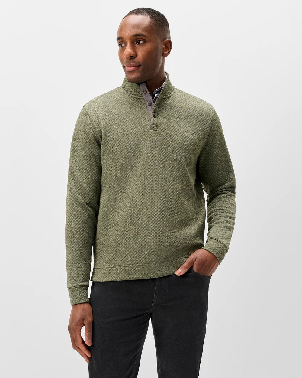 Rockwells Diamond-Quilted Henley Pullover