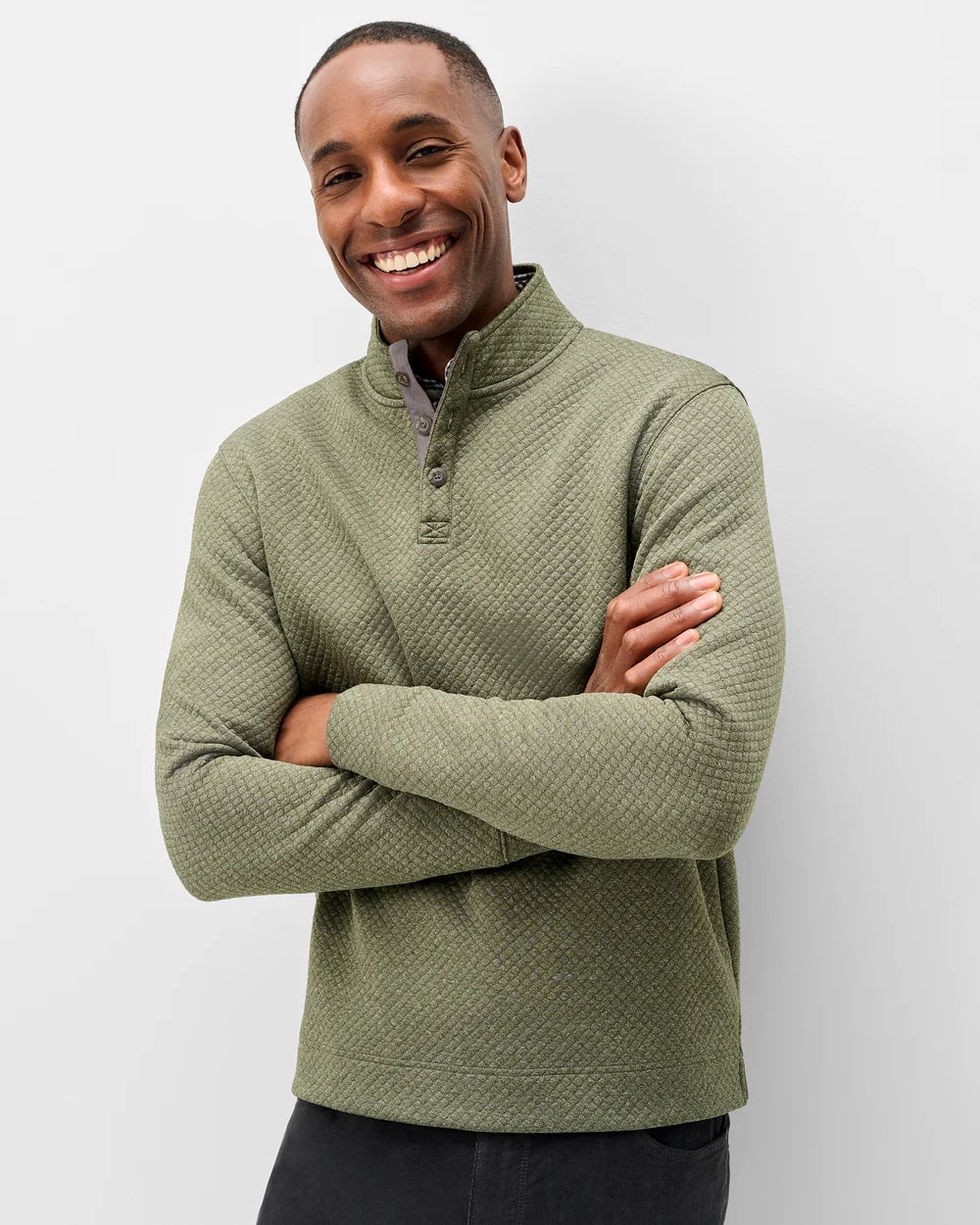 Rockwells Diamond-Quilted Henley Pullover