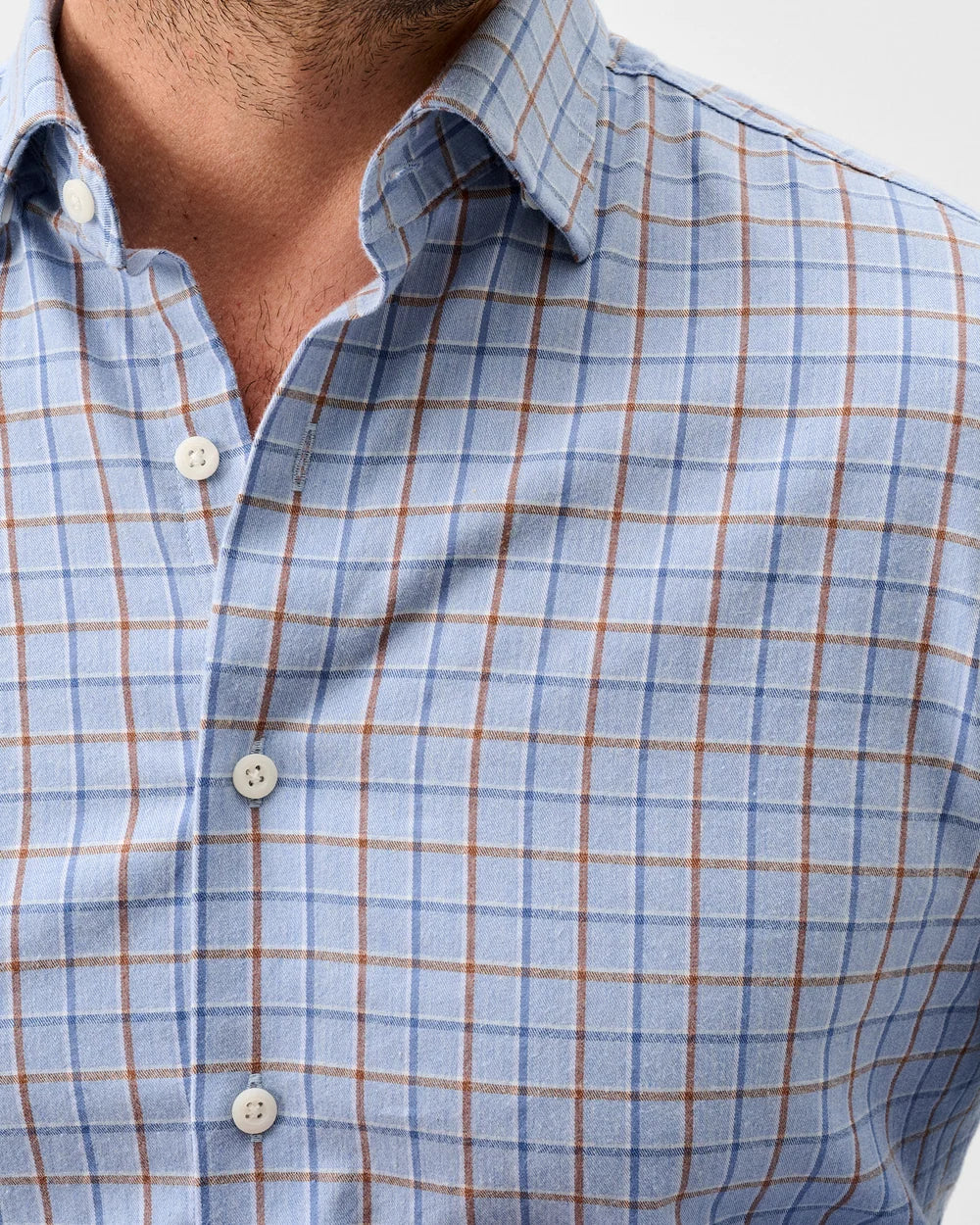 Natural Performance Button Down Shirt - Chestnut Pane