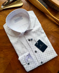 Tonal White Checkerboard Sport Shirt