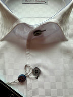 Tonal White Checkerboard Sport Shirt