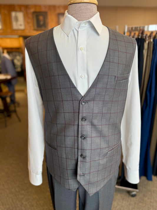 Maroon Check Vest