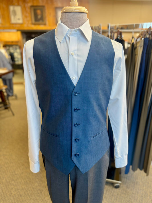 Slate Blue Sharkskin Vest