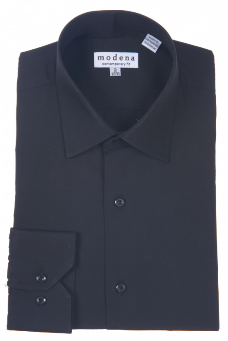 Modena Contemporary Fit Regular Cuff Shirt - M300BS0R - Black Black / 16.5 / 34/35 Modena Contemporary Fit Regular Cuff Shirt - M300BS0R - Black Black / 16.5 / 34/35