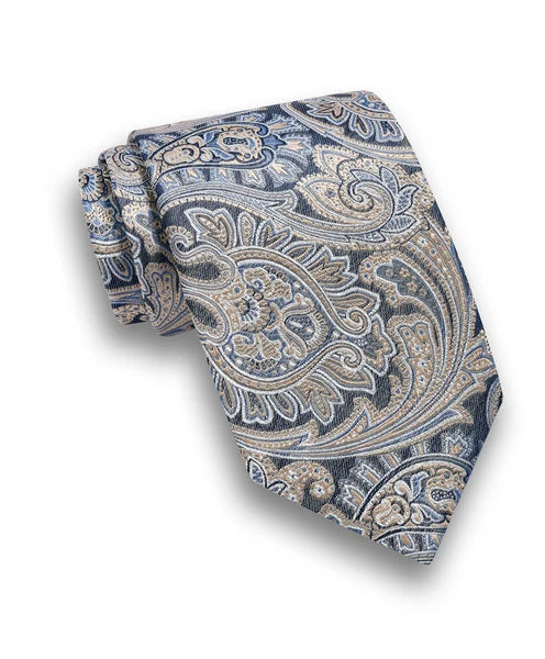 Navy Paisley Jacquard Silk Tie