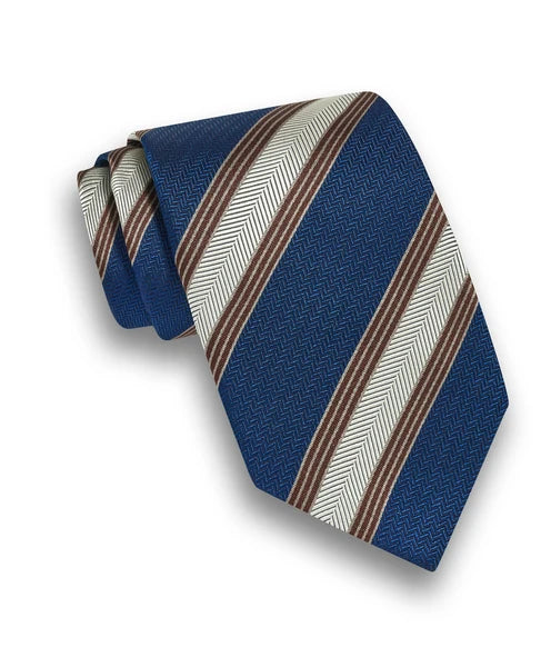 Navy Stripe Jacquard Silk Tie