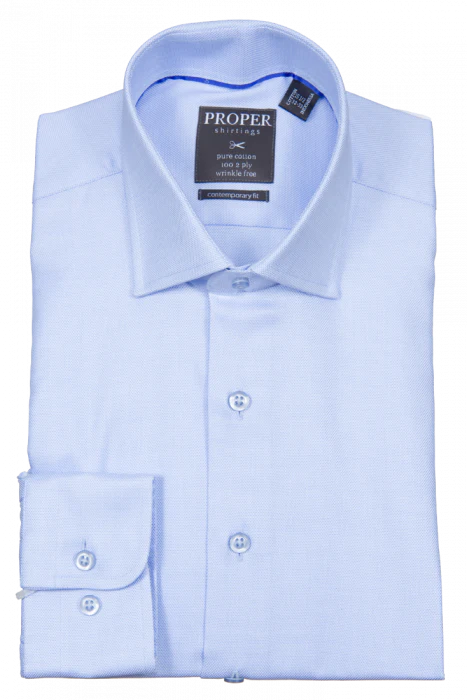 Proper Contemporary Fit Dress Shirt Blue Textured