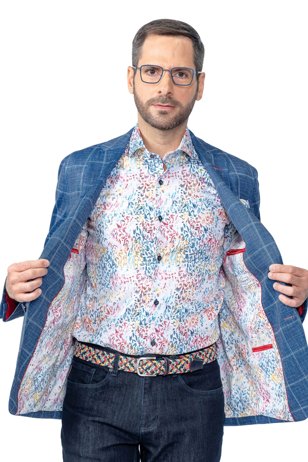 Portland Blue Windowpane Stretch Sport Coat