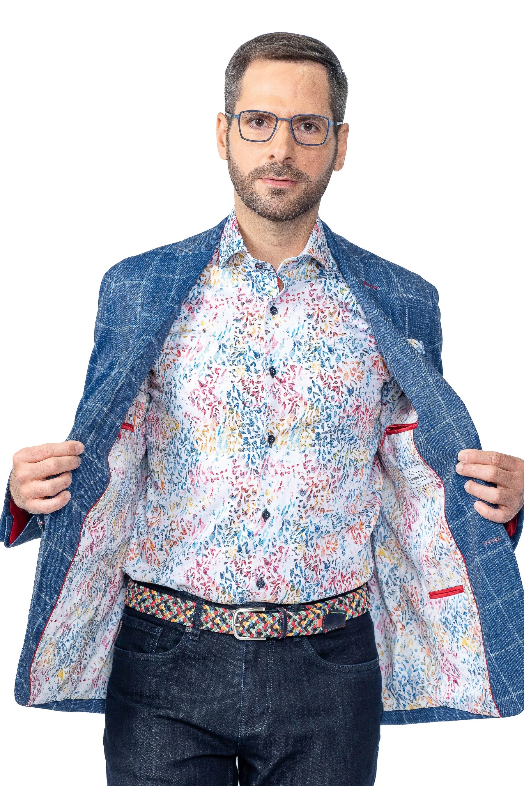 Portland Blue Windowpane Stretch Sport Coat