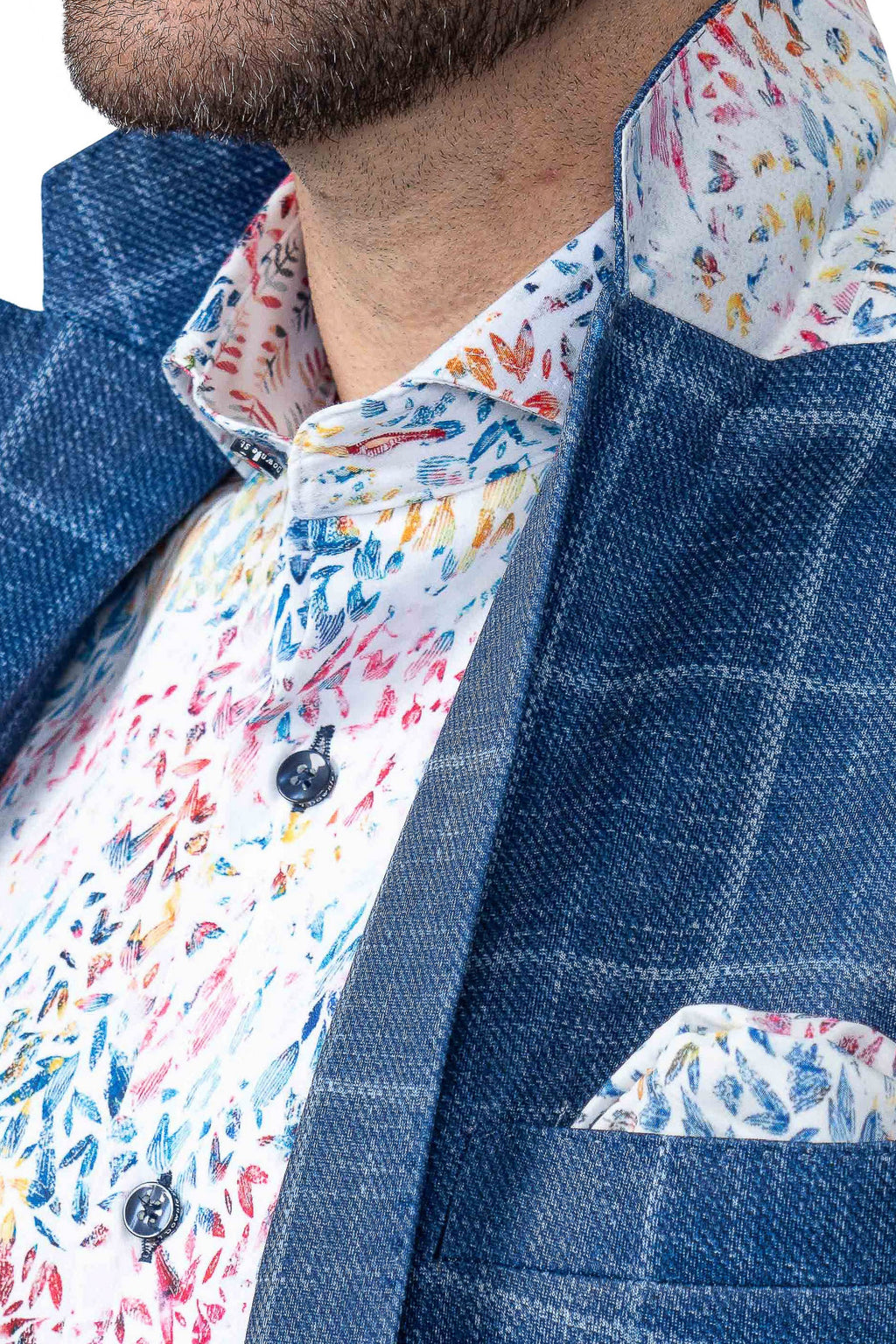 Portland Blue Windowpane Stretch Sport Coat