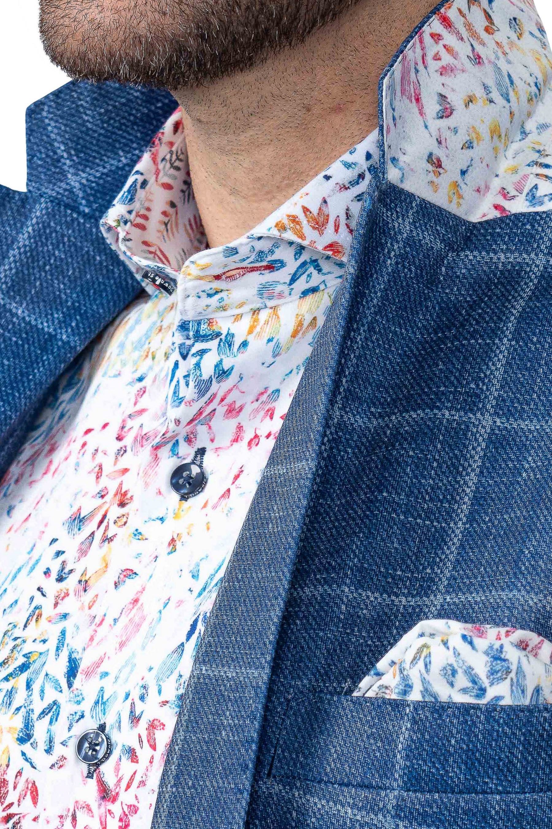 Portland Blue Windowpane Stretch Sport Coat