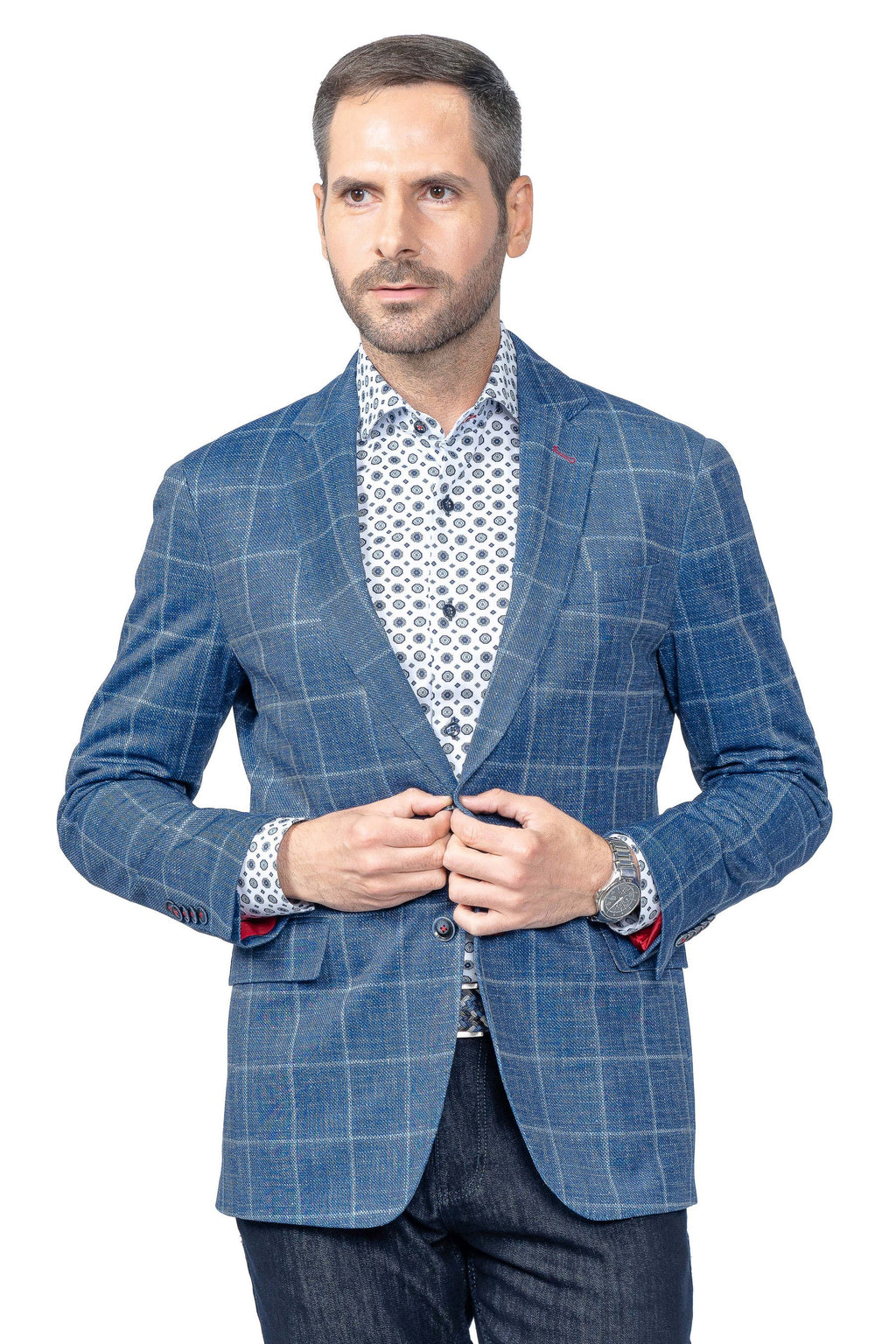 Portland Blue Windowpane Stretch Sport Coat