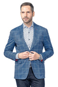 Portland Blue Windowpane Stretch Sport Coat