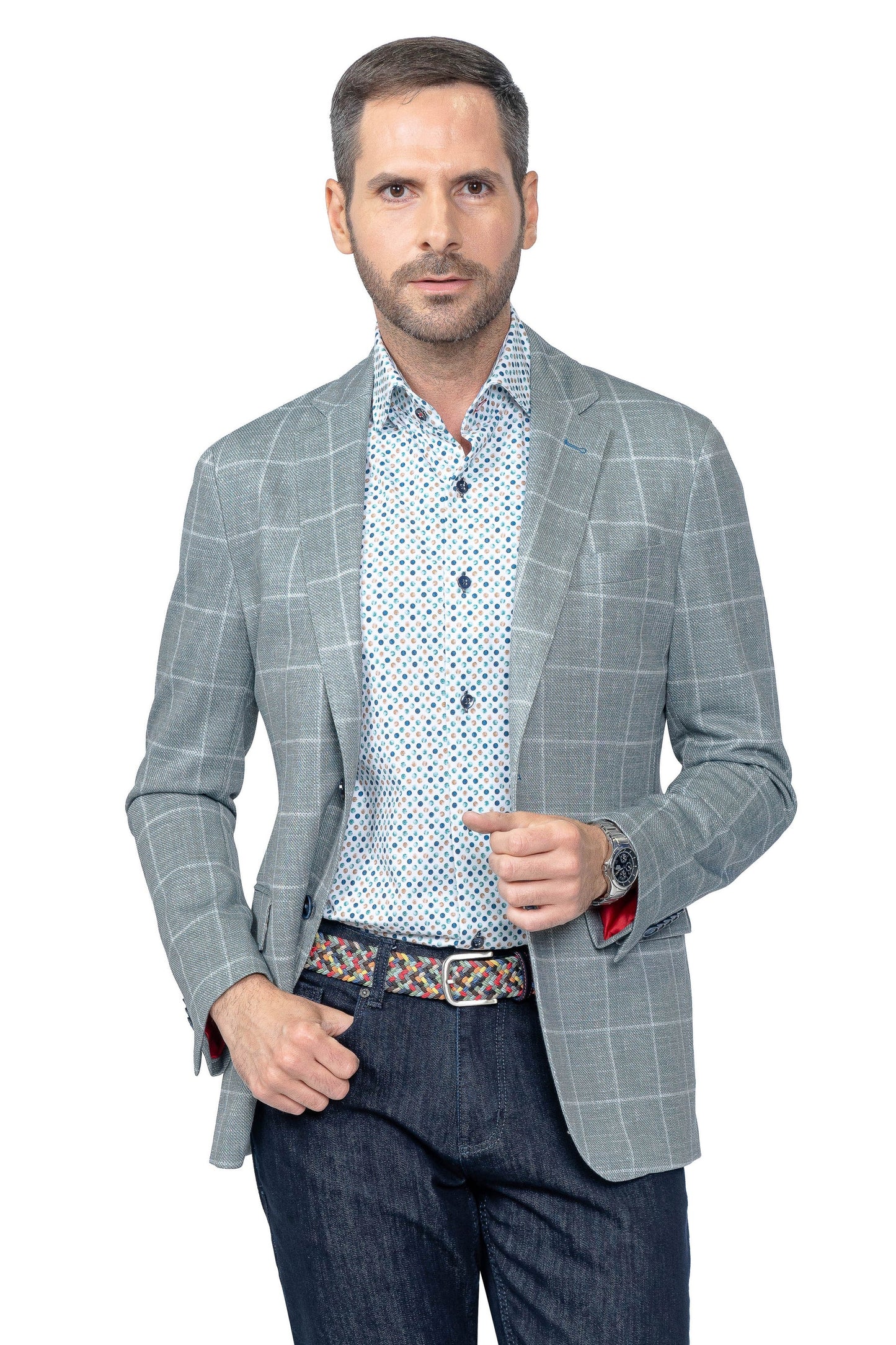 Portland Green Windowpane Stretch Sport Coat