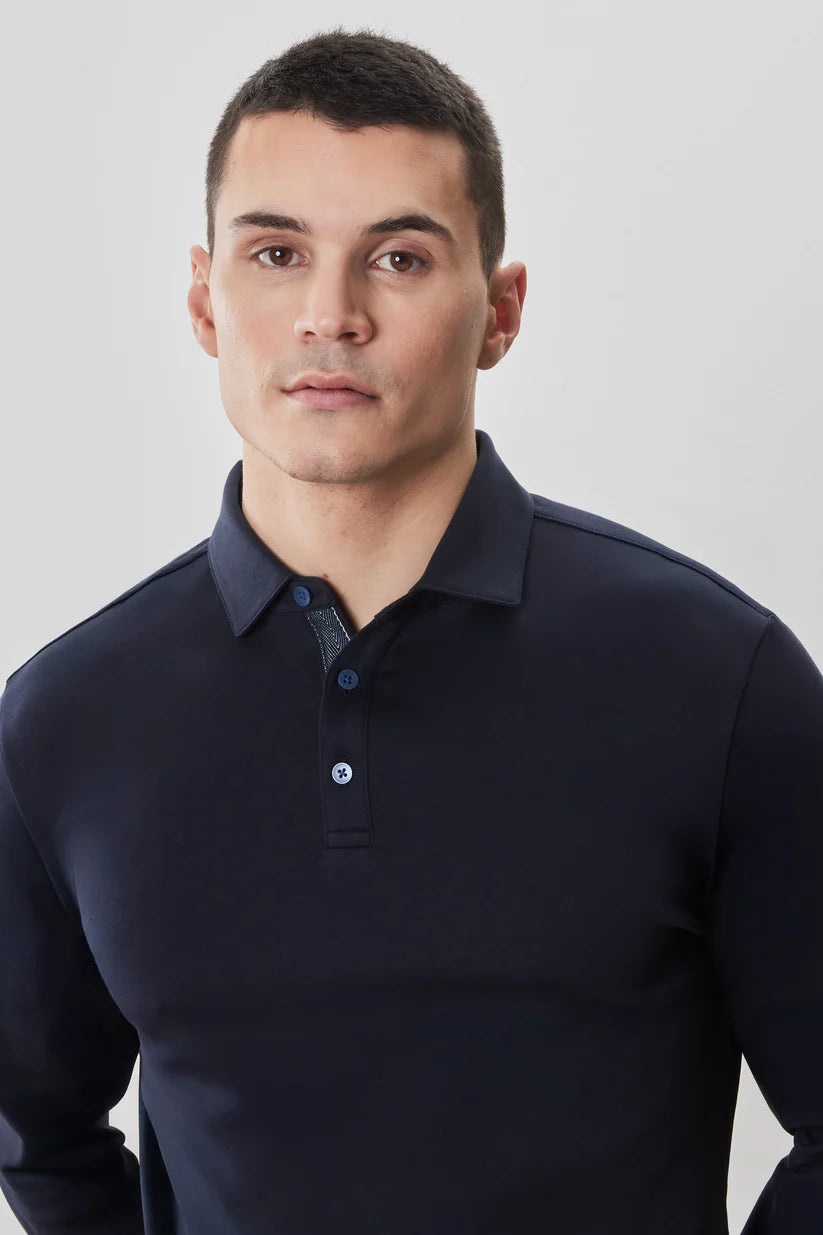 The Barakett Long Sleeve Herringbone Polo