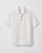 Linen Blend Short Sleeve Button Down Shirt - Cash Bar Print