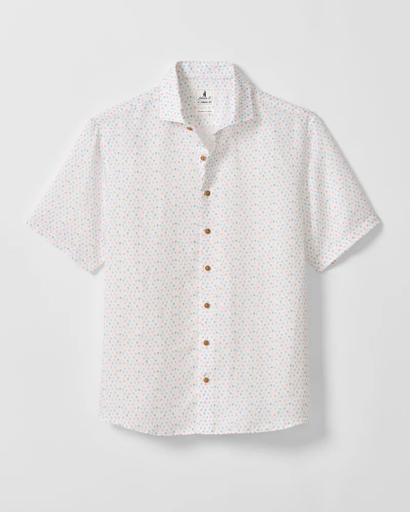 Linen Blend Short Sleeve Button Down Shirt - Cash Bar Print