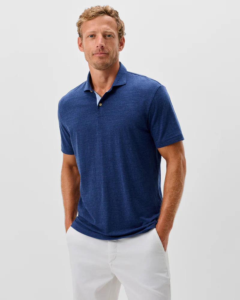 Slub Cotton Blend Polo - Starnes Heathered